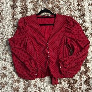 Red Black Polk-A-Dot Blouse